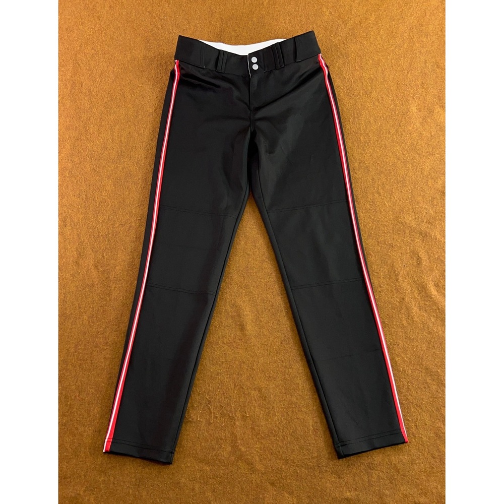Marucci Youth Small Black Red Stripe Baseball Tapered Pants New